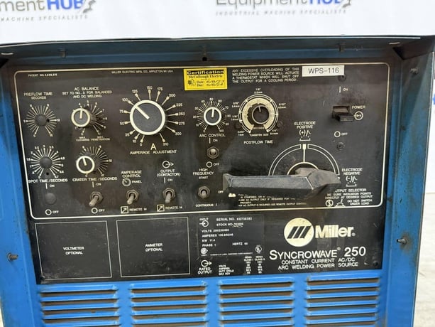 Miller #Syncrowave-250-CC, AC/DC TIG/Stick welder, 3-310amps, - Image 8