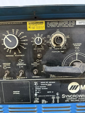 Miller #Syncrowave-250-CC, AC/DC TIG/Stick welder, 3-310amps, - Image 10
