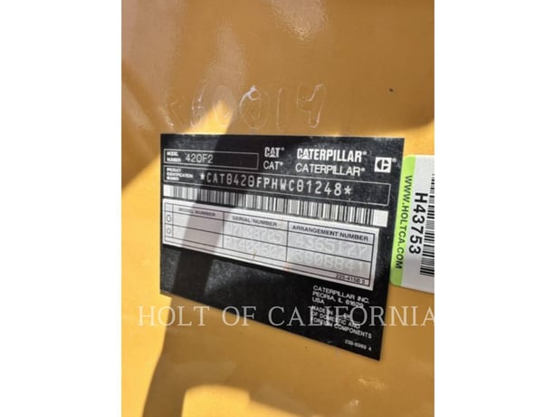 Cat 420F2ST, Backhoe Loader, 469 hours, S/N: HWC01248, 2016 - Image 6