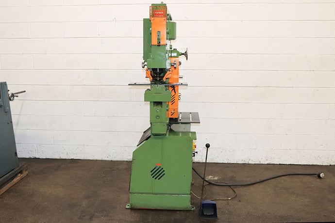 5" x 5" x 3/8" Peddinghaus #Peddiworker-1, hydraulic ironworker, 100 ton, 10" throat, 1-5/8" stroke, 16" flat - Image 1