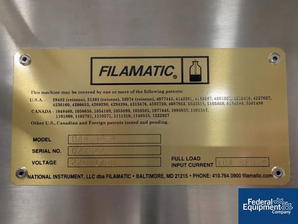 Filamatic #DAB-32-4, Piston Filler, (2) Fill Heads with Pumps, Stainless Steel, on stand, 220 V. - Image 2