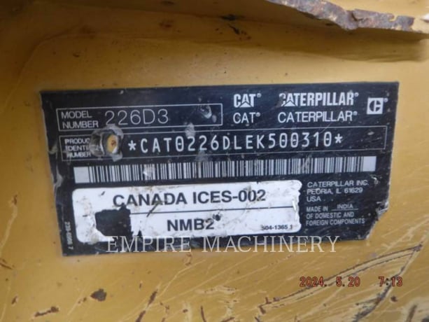 Cat 226D3 CA, Skid Steer Loader, 2523 hours, S/N: EK500310, 2021 - Image 6