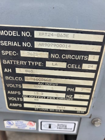 Industrial Battery & Charger #XPT24-865E, 48 volt forklift battery c, 865 AH, 156 Amp Output, 480 Volt, 3 - Image 4