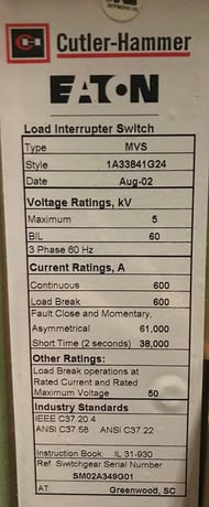 600 Amp. Cutler-Hammer, 13.8 KV, fused, Nema 3R (2 available) - Image 3