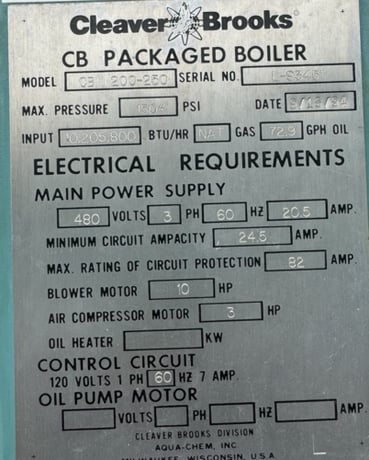 250 HP Cleaver-Brooks #CB-200-250, steam boiler, updated ctrl, 150 psi, 1994 - Image 5