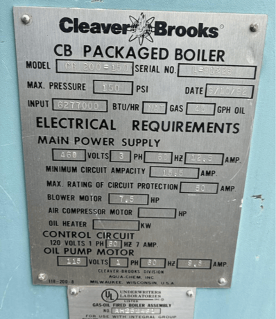 150 HP Cleaver-Brooks #CB-200-250, steam boiler, 750 sq.ft., 1992 - Image 2