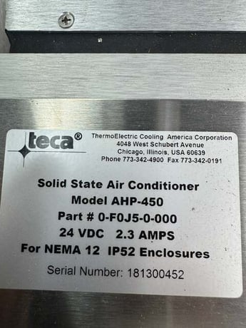 TECA AHP-450 / 0-F0J5-0-000 Solid State Air Conditioner 24 VDC Untested Surplus - Image 2