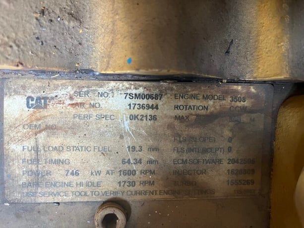 1000 HP Caterpillar #3508B, diesel marine engine, 1600 RPM, sound attenuated enclosure 0, 2002 - Image 10