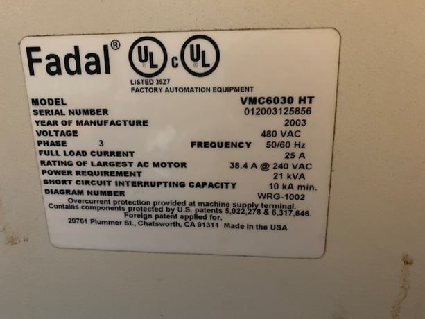 Fadal #VMC-6030HT, CNC vertical machining center, 10000 RPM, 60" X, 30" Y, 30" Z, #40, 21 automatic tool - Image 4