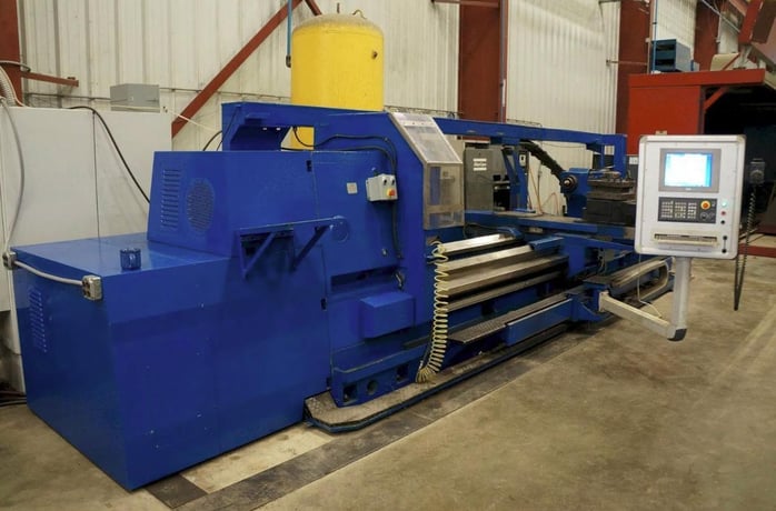 Okuma #LH55-N, CNC lathe, 43" swing, 4.13" bore, 4-jaw chuck, 157" centers, 1200 RPM, 49 HP, Fanuc 0i-TD - Image 1