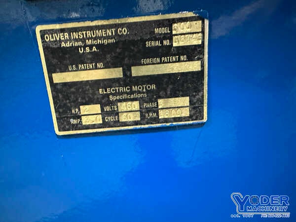 1/2" to 3" Oliver #600, drill grinder, 28" drill length, 9' x 2" x 5" grinding wheel, air hydraulic infeed - Image 6