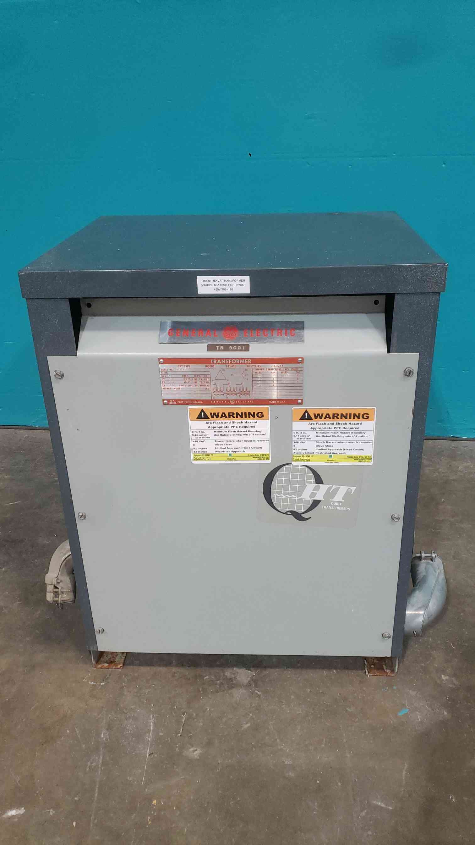 45 KVA 480 Primary, 208Y/120 Secondary, General Electric 9T23B3873, Dry Type Transformer, 3PH - Image 6