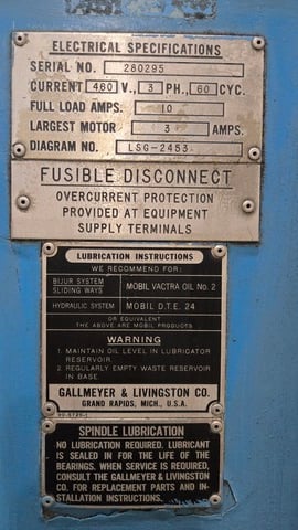 Gallmeyer & Livingston #270, Surface Grinder, 460 Volt, 3PH - Image 4