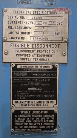 Gallmeyer & Livingston #270, Surface Grinder, 460 Volt, 3PH - Image 4