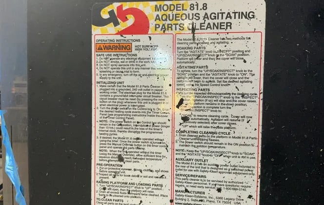 Safety-kleen #81.8, Parts Washer, 45" x 22" x 26" Capacity, 240 V. - Image 7