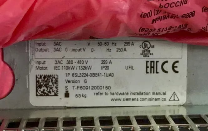 150/179 HP Siemens #6SL3224-0BE41-1UA0, Variable Frequency Drive, 3 Phase, 380-480 Volts, 110/132 KW - Image 5