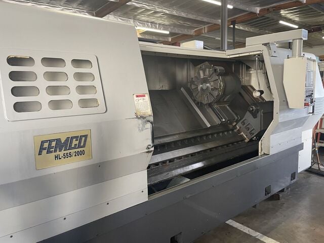 Femco #HL-55/2000, CNC Lathe, 28" swing, 24.4" diameter x 75.5" L, 15" chuck, 4.6" bar, 5.2" bore, 25-2500 - Image 5