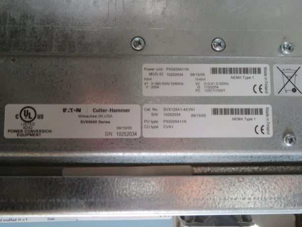125 HP Eaton #SVX125A1-4A1N1, AC Variable Frequency Drive, 3 Phase, 178 A output, 380-500 Volts, NEMA 1 - Image 4