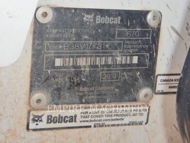 Bobcat S70, Skid Steer Loader, 10905 hours, S/N: B38V17731, 2019 - Image 4