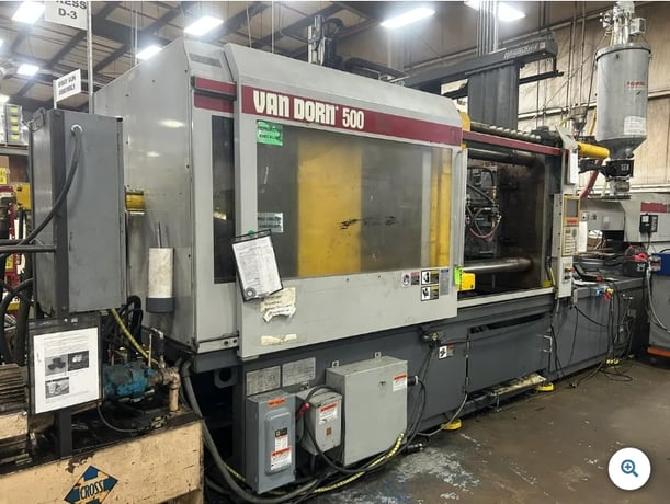 500 Ton, 89.6 oz., Van Dorn #500HT-4300, 95mm screw, Pathfinder 5000 Control, core pull, air blow, 1999 - Image 1