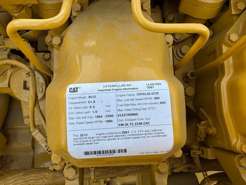 1476 HP Caterpillar #3512C-HD, diesel engine, 1200 RPM, Tier 2, rebuilt, 2007 - Image 7