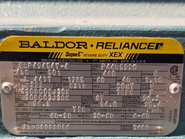 450 HP 1800 RPM Baldor Reliance, Frame 449TS, TEFC BB, 460 Volts - Image 2