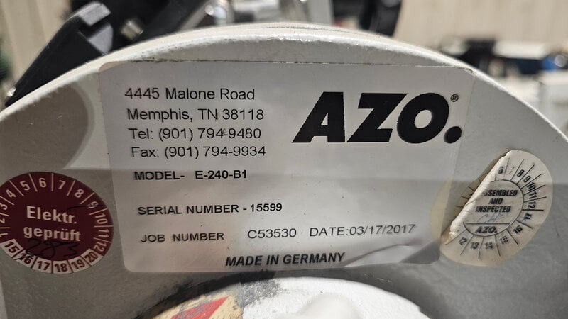 AZO #E-240-B1, cyclone sifter, mobile powder reclamation station, 230/460 V., 3-phase, multi-port pneumatic - Image 4