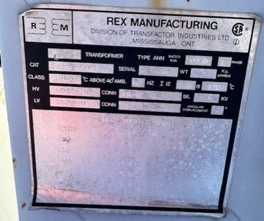 200 KVA 600 Delta Primary, 600/380/220 Secondary, Rex, Isolation Type - Image 3