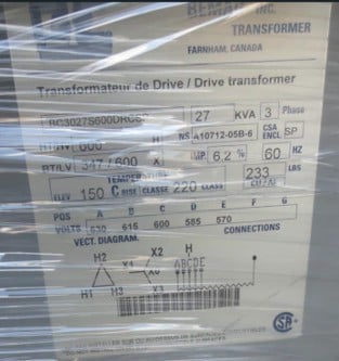 27 KVA 600 Delta Primary, 600 Wye Secondary, Bemag, Isolation Type - Image 2