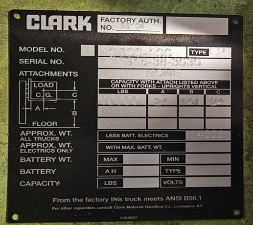 10000 lb. Clark #C500-100, forklift, 144" lift, 48" forks, propane fuel, inline 6 cylinder engine, 2-stage - Image 4