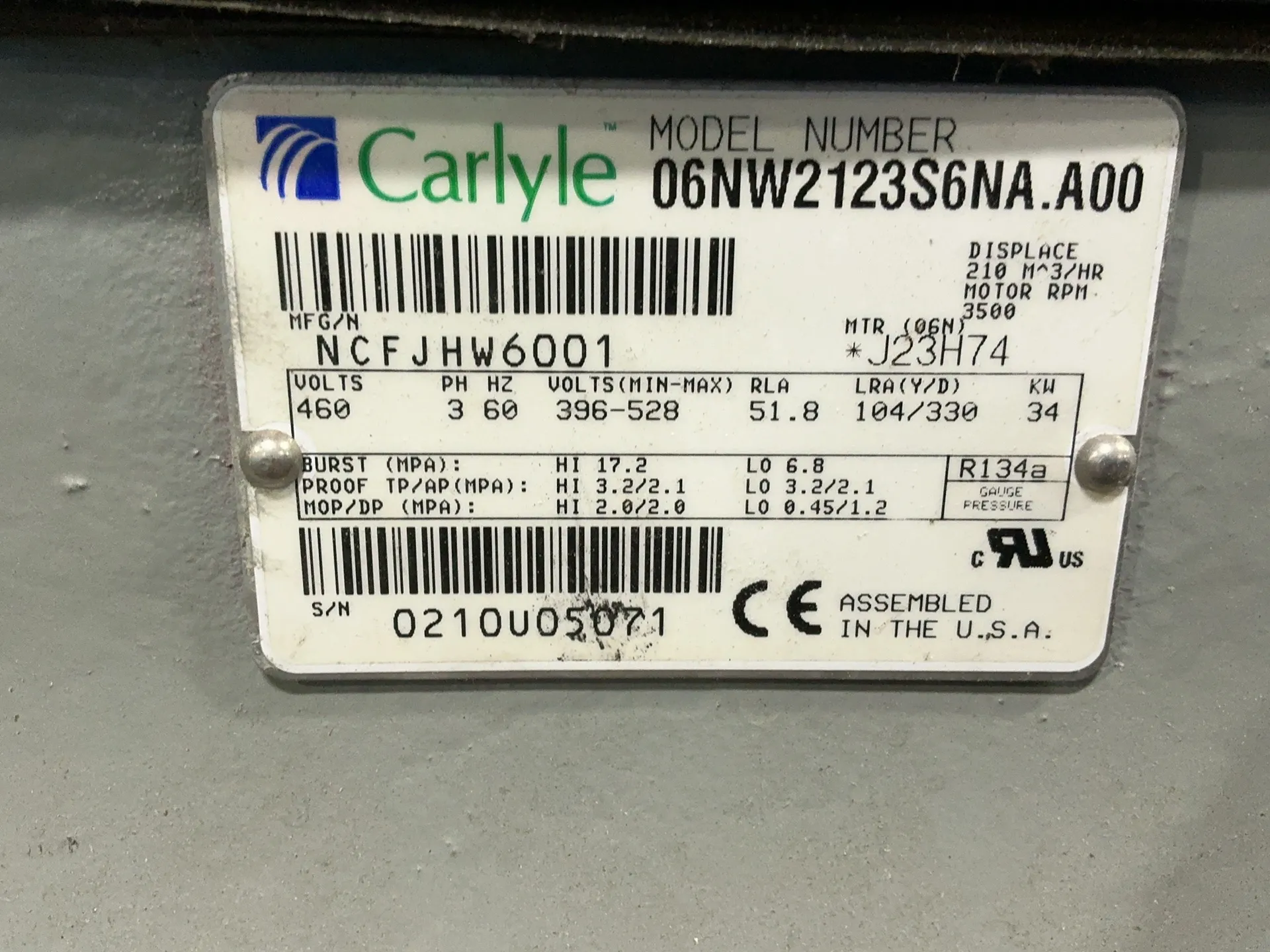 Carrier #30HXC076R-661KA, Water Cooled Chiller, R-134a Refrigerant (2 available) - Image 6