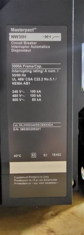 3000 Amps, Square D, Masterpact NW30H, WL3HHX44A9SCBBXXEA, 600 Volts, 3 Pole, Micrologic 6.0A LSIG, New - Image 6