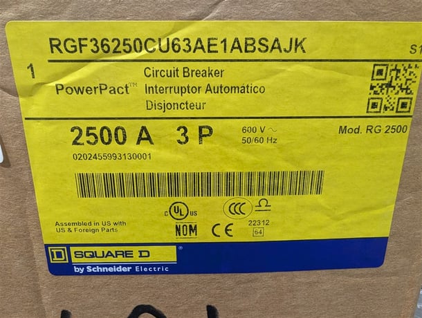 2500 Amps, Schneider, PowerPact RG 2500, RGF36250CU63AE1ABSAJK, 600V., 3 Pole, Micrologic 5.0P LSI, New in Box - Image 9