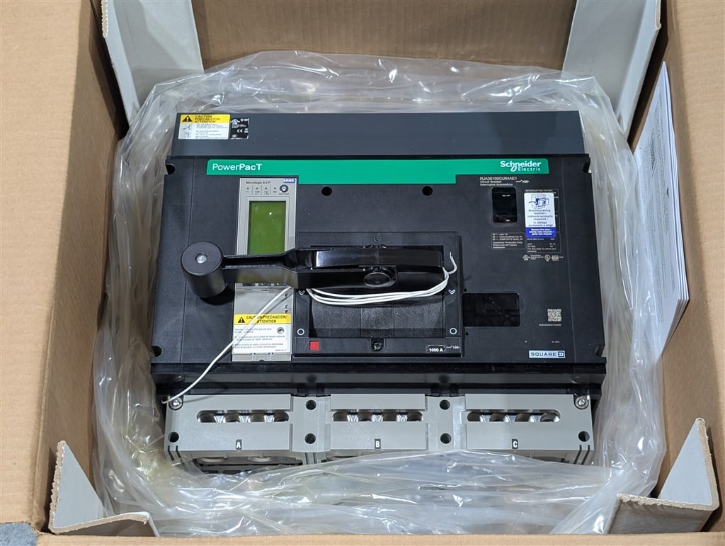 1000 Amps, Schneider, PowerPact I-Line, RJA36100CU64AE1, 600V., 3 Pole, Micrologic 6.0P LSIG, New in Box - Image 1