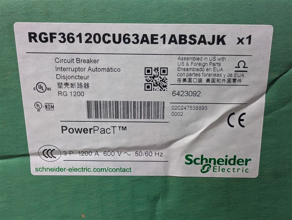 1200 Amps, Schneider, PowerPact RG 1200, RGF36120CU63AE1ABSAJK, 600V., 3 Pole, Micrologic 5.0P, New in Box - Image 10