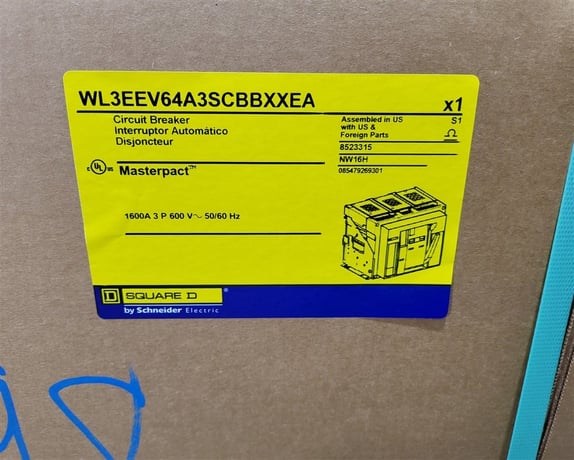 1600 Amps, Square D, Masterpact NW16H, WL3EEV64A3SCBBXXEA, 600V., 3 Pole, Micrologic 6.0P LSIG, New - Image 4