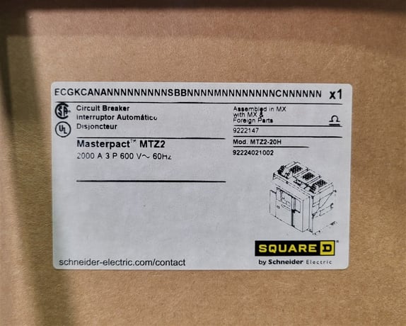 2000 Amps, Square D, Masterpact MTZ2-20H, ECGKCANANNNNNNNNNSBBNNNN, 600V., 3 Pole, Micrologic 5.0 LSIG, New - Image 3