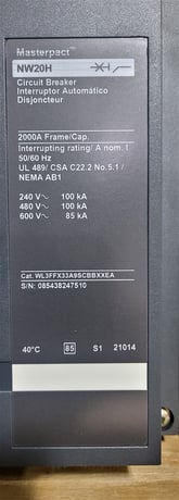 2000 Amps, Square D, Masterpact NW20H, WL3FFX33A9SCBBXXEA, 600 Volts, 3 Pole, Micrologic 5.0 LSI, New - Image 4