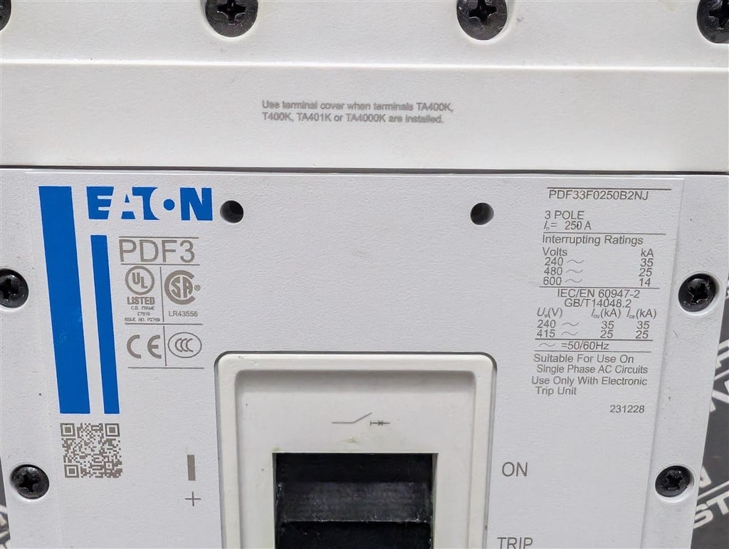 250 Amps, Eaton, Power Defense PDF3, PDF33F0250B2NJ, 600V., 3 Pole, T281 LSI, New in Box - Image 6