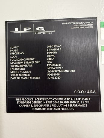 IPG Photonics #SYS4XRC0MNMN2NXU, LaserCube Fiber Optic CNC Laser, 450 watt, 4' x4', 2020 - Image 7