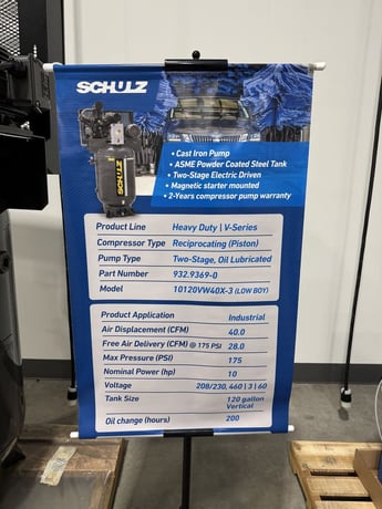 60 cfm, 175 psi, Schulz #15120HW60X-3, piston air compressor, 15 HP, 208-230/460 V., new - Image 8
