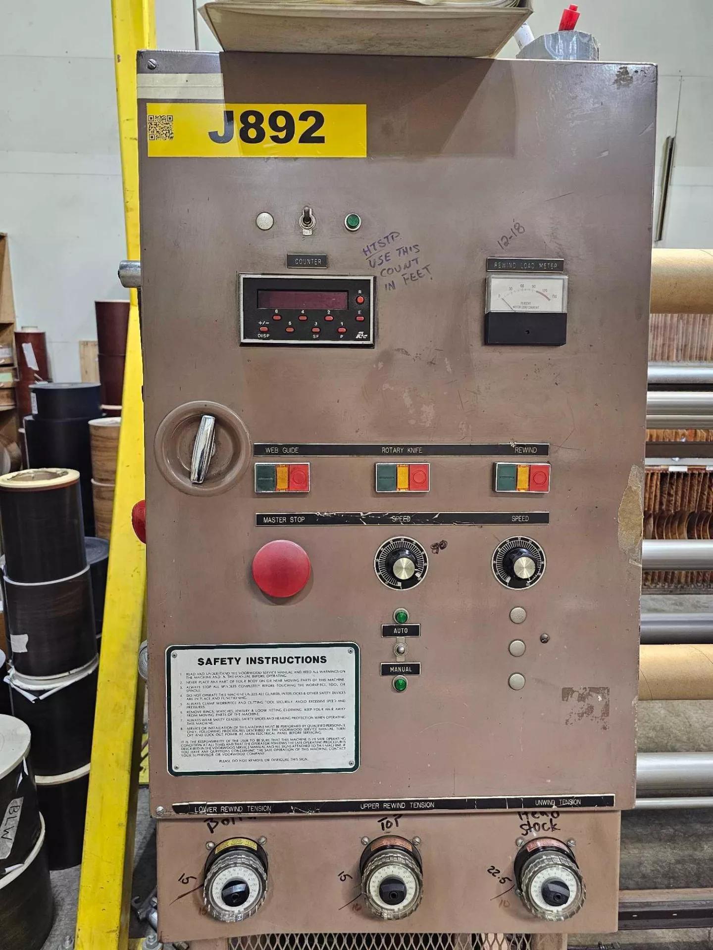 Voorwood #S64R, 64" duplex slitter rewinder, 24" unwind, 24" rewind, shaftless unwind - Image 7