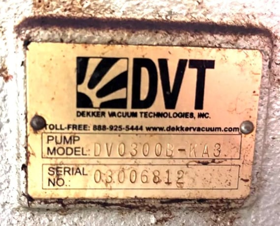 300 CFM, Dekker #VMX0303KA1-01, vacuum pump, 20 HP, 2004 - Image 5