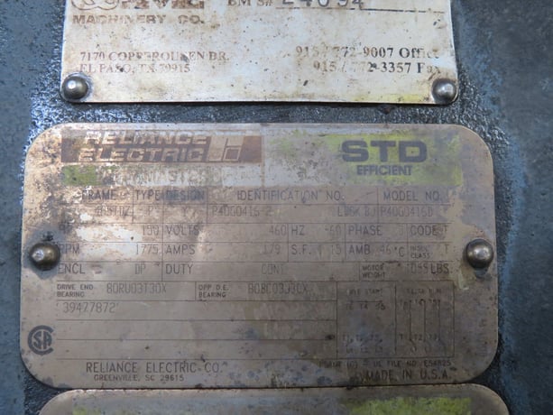 100 HP 1800 RPM Reliance Electric, P40G0416D, AC Motor, 460 Volts - Image 4