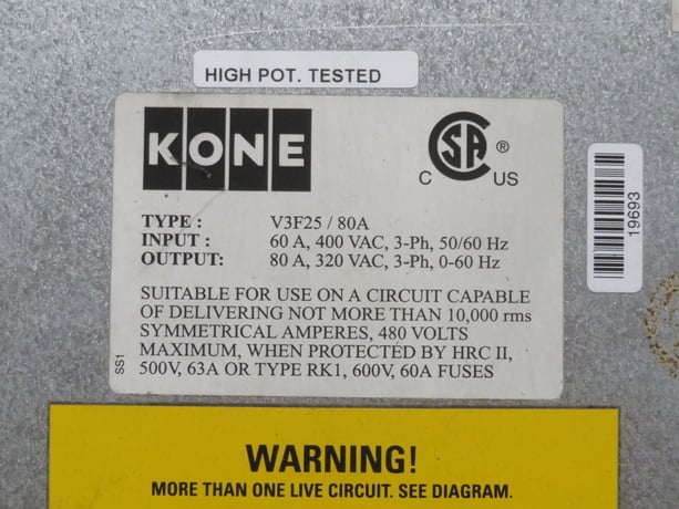 Kone, V3F25/80A, Variable Frequency Drive, 480 Volts - Image 8