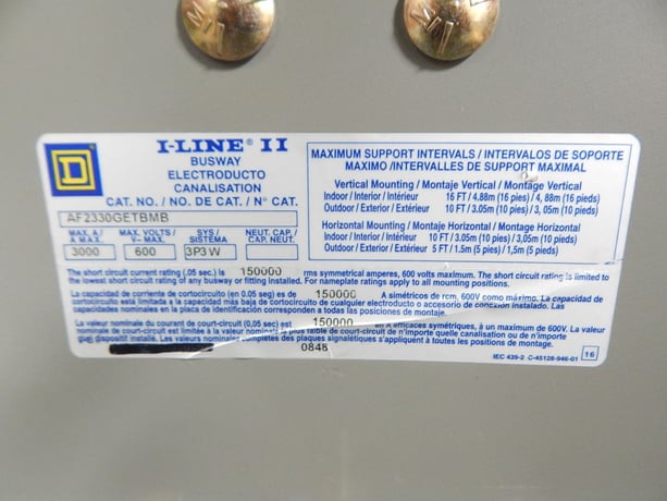 Square D #AF2330GETBMB, Electrical Panel Board, 600 VAC Voltage, 3000 A Current - Image 6