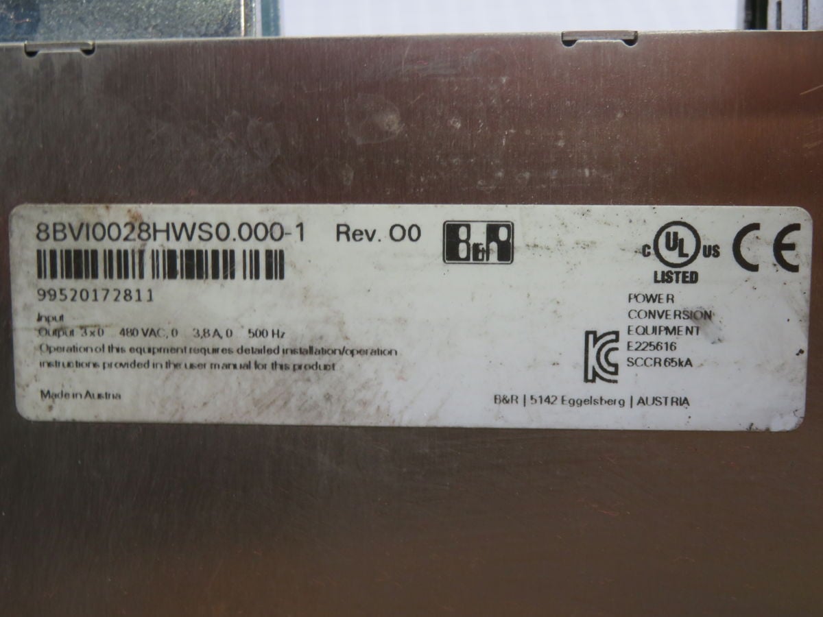 B & R #8BVI0028HWS0.000-1, Inverter drive, 480 VAC, 1.5 KW - Image 5