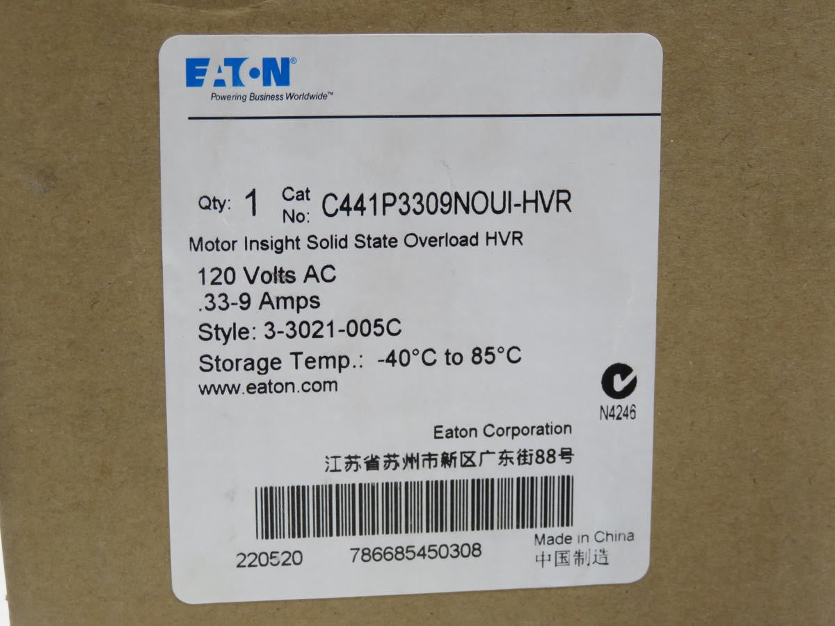 Eaton #C441P3309NOUI-HVR, overload relay, 3P, 110-120VAC Cont, 0.33-9A AMP (2 available) - Image 4