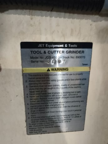 Jet #JCG-450-3, tool & cutter grinder - Image 7