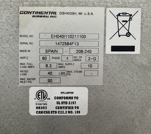 40 lb. Continental Girbau #EH040, Washer Extractor, 2013 - Image 7